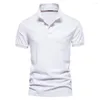 Men's Polos Summer Lapel Casual Daily T Shirt Fashion Solid Color Cotton V-neck Short-sleeved T-shirt 9 Colors