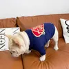 مصمم الكلب سترة العلامة التجارية الكلب الملابس الخريف شتاء دافئ الكلب الملابس schnauzer الفرنسية البلدغ تيدي صغير متوسط ​​الكلب الفاخر القط العناصر حيوانات الأليفة البحرية الأزرق ل A748