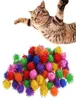 Cat Toys 100 PCSlot Renkli Mini Mini Sparkly Glitter Tinsel Toplar Toys19634495 için küçük pom topu