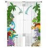 Gardin Jungle Cartoon Dinosaur Tulle gardiner för sovrum heminredning vardagsrum kök voile blinda draperar 231010