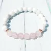 Mg0434 Design semplice Bracciale Howlite naturale per donne 8 mm Bracciale al quarzo rosa bracciale naturale gembo di gemma gioiello 291i