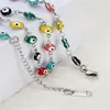 Pendentif Colliers Mode Coloré Ovale Devil's Eye Chaîne Collier Pour Femmes Exquis Argent Couleur Ras Du Cou En Acier Inoxydable Bijoux Cadeaux