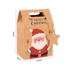 Other Event Party Supplies 6pcs Merry Christmas Candy Gift Box with Tag Kraft Paper Cookies Packing Bags 2023 Xmas Home Decoration Year 2024 231011