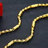 Solid Necklace Hip Hop Beads Chain 18k Yellow Gold Filled Fashion Mens Chain Link Rock Style Polished Jewelry270e
