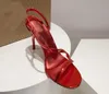 صندل مثير شفافة الربط الضحل فم الفم أحذية Sexy Stiletto Sandals الفاخرة راينستون الديكور الحفلات أحذية جلدية الاتحاد الأوروبي 35-42 مع صندوق