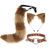 Europe And The United States Cosplay Handmade Simulation Plush Fox Ears Hair Band Fox Tail Set Plus Personality Punk Collar 3pcs/set