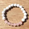 Mg0434 Design semplice Bracciale Howlite naturale per donne 8 mm Bracciale al quarzo rosa bracciale naturale gembo di gemma gioiello 291i