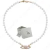 Vintage Trendy Style Designer Saturn Halsband Pearl Beaded Diamond Tennis Necklace Woman Silver Chains With Box263C