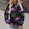 Bluzy damskie bluzy do nastolatków dla nastolatków Casual Crewneck Halloween nadruk urocze topy pullover luźne 4x pod koszulą kobiety sexy