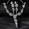 Necklace Earrings Set Fashion Leaf Rhinestones Women Bride Wedding Jewelry Bridal Banquet