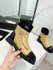 Chanells Kalb Womens Channel Dicke Stiefel Soled Schuhe benutzerdefinierte beliebte Kette Leder Stoff vielseitige Fußformmodifizierung.