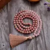 Chokers 8mm Rhodochrosite Rose Quartz Beads 108 Mala Colar Meditação Oração Jóias Japamala Rosário com Pulseira para Mulheres 231010