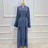 Roupas étnicas Kimono Abaya Muçulmano Hijab Vestido Turquia Botão Invisível Bordado Abayas Abertos para Mulheres Dubai 2023 Roupa de Festa Islâmica
