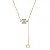 Fashion Classic Diamond Necklace Högkvalitativ glidande cylindrisk pendell lyxdesignsmycken med utsökt presentförpackning229j