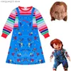 Themakostuum Meisjes Halloween Kom Spookpop Nachtmerriekleding Chucky Cosplay Kom Kinderen Carnaval Feest Prinsessenjurk + Maskerset T231011