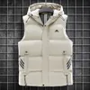 Heren Vesten Golf Jassen Vest voor Mannen Dons Katoen Winddicht Warm Dragen Capuchon Vest Mode Losse Jas Jassen y231011