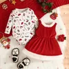 Kläder sätter 2st Baby Kid Black Chrismas Party Cosplay Romper Dress Girls Performance Stage Dans slitage Set kläder 231010