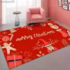 Décorations de Noël Tapis de Noël entièrement couvert en velours cristal rouge pour salon, chambre à coucher, chevet, résistant aux taches