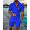 Herrspårspoler Polo Tracksuit Shorts Set For Man Clothing Flag of Cuba på en upphöjd knutna nävekläder män Camisetas de Hombre