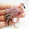 Pretty Österrikare Crystal Flamingo Bird Gold-Tone Brosch Pin Pink Accessories231p