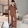 Jxgarb 2023 Nieuwe Satijn Dames Heren Unisex Pyjama Sets Ijs Zijde Homewear Fe Nacht Slapen Outfits Pijama LoungewearL231011