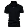 Men's Polos Summer Lapel Casual Daily T Shirt Fashion Solid Color Cotton V-neck Short-sleeved T-shirt 9 Colors