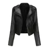 Femmes cuir femmes Moto Biker Veste à glissière 2023 automne Faux Moto manteau printemps Chaqueta Mujer Veste Femme marron