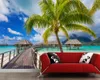 壁紙Papel de Parede Tropics Coast Bridges Nature Po Palm Trees Wallpaper Living Room Sofa TV Wall Bedroom Paper Home Decor