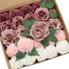 Fleurs décoratives D-Seven artificielles délicates roses poussiéreuses Combo pour bricolage Bouquets de mariage pièces maîtresses arc de douche nuptiale florale