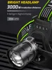 Koplampen 900 Wapowerful LED -koplamp 1000000 Lumen High Power Head Lantern 8000 meter Oplaadbare koplamp USB -lamp