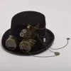 Chapéus de festa goth chapéu óculos vintage masculino topo chapéu steampunk crânio asas preto chapéu de festa 231007