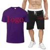 Men's Tracksuits Logo Customization Printing Summer Sportswear Cotton Short Sleeves Breathable T-Shirts Tops Shorts Casual Suits