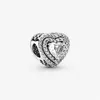 100% 925 Sterling Zilver Sparkling Leveled Hearts Charms Fit Originele Europese Bedelarmband Mode Vrouwen Bruiloft Verloving Jew340B