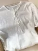 Koszulki damskie kobiety koronkowe z krótkim rękawem T-shirt Edge Curl Kobieta prosta koszulka O Neck Biała lub czarna top