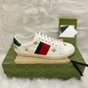 Мужская и женская повседневная обувь, Италия, золотые, белые, зеленые, красные кроссовки в полоску с тигром, роскошные прогулочные спортивные кроссовки с вышивкой, маленькие белые туфли