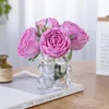 Kwiaty dekoracyjne lateks nawilżający bukiet róża prawdziwe akcesoria dotykowe wystrój przyjęcia fleur artificielle dekoracja domowa