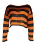 Women's T Shirts Women S Lantern Long Sleeve Sweater Tops Crewneck Stripe Color Block Crochet Hollow Out Knit Pullover Jumper