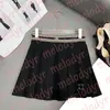 Sexy Mini Skirt Letter Print Women Pleated Dress Designer Embroidery A Line Skirts College Pleated Dresses