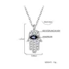 Naszyjniki wiszące boho błękitne oko prawdziwe 925 srebrny srebrny cyrkon Haksa ręka Naszyjka Fatima Lady Crystal Jewelry Choker Vintage 289a