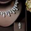 Collier et boucles d'oreilles ensemble de charme hybride, mode de luxe, Zircon cubique, couleur or blanc, bijoux de Style européen et américain pour femmes, cadeaux de mariage