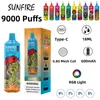 Originele Sunfire Vape Digital Box 9000 Puffs Wegwerp e-sigaretten Feature 18ml vape 0/2/3/5% Oplaadbare 600 mAh Batterij geassocieerd 10 smaken beschikbaar