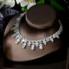 Collier et boucles d'oreilles ensemble de charme hybride, mode de luxe, Zircon cubique, couleur or blanc, bijoux de Style européen et américain pour femmes, cadeaux de mariage