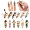 Modetrass söt bowknot finger nagel ring charm krona blommor kristall kvinnlig personlighet nagelkonst ringar257s
