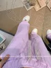 Pantalon Femme Violet Industrie Lourde Strass Large Jambe Femmes Printemps Automne Mince Taille Haute Tombante Baggy Pantalon Mopping Casual