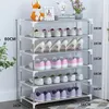 Storage Holders Racks Simple Metal Shoe Rack Space Saving Stand Holder Hallway Entryway Shoe Organizer Living Room Furniture Modern Shoe Cabinets 231010