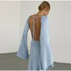 Casual klänningar kvinna mode backless snörning klänning elegant o nack flare hylsa rakt 2023 kvinnlig solid party klubb vestidos