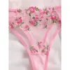 Other Panties Lingerie Sexy Floral Embroidery Underwear Transparent Lace Short Skin Care Kits Delicate Fairy Set Woman 2 Pieces 231010