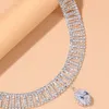 Nouveau polyvalent étincelant pendentif chaîne de mode lumière de luxe évider strass collier ras du cou