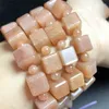 Bangle Natural Orange Moon Stone Cube Bracelet Crystal Healing Fashion Gemstone Women Jewelry Gift 1pcs