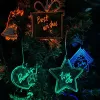 Akryl glödande julgran hängande dekorationer färgglada glitter anpassade julprydnader 1011